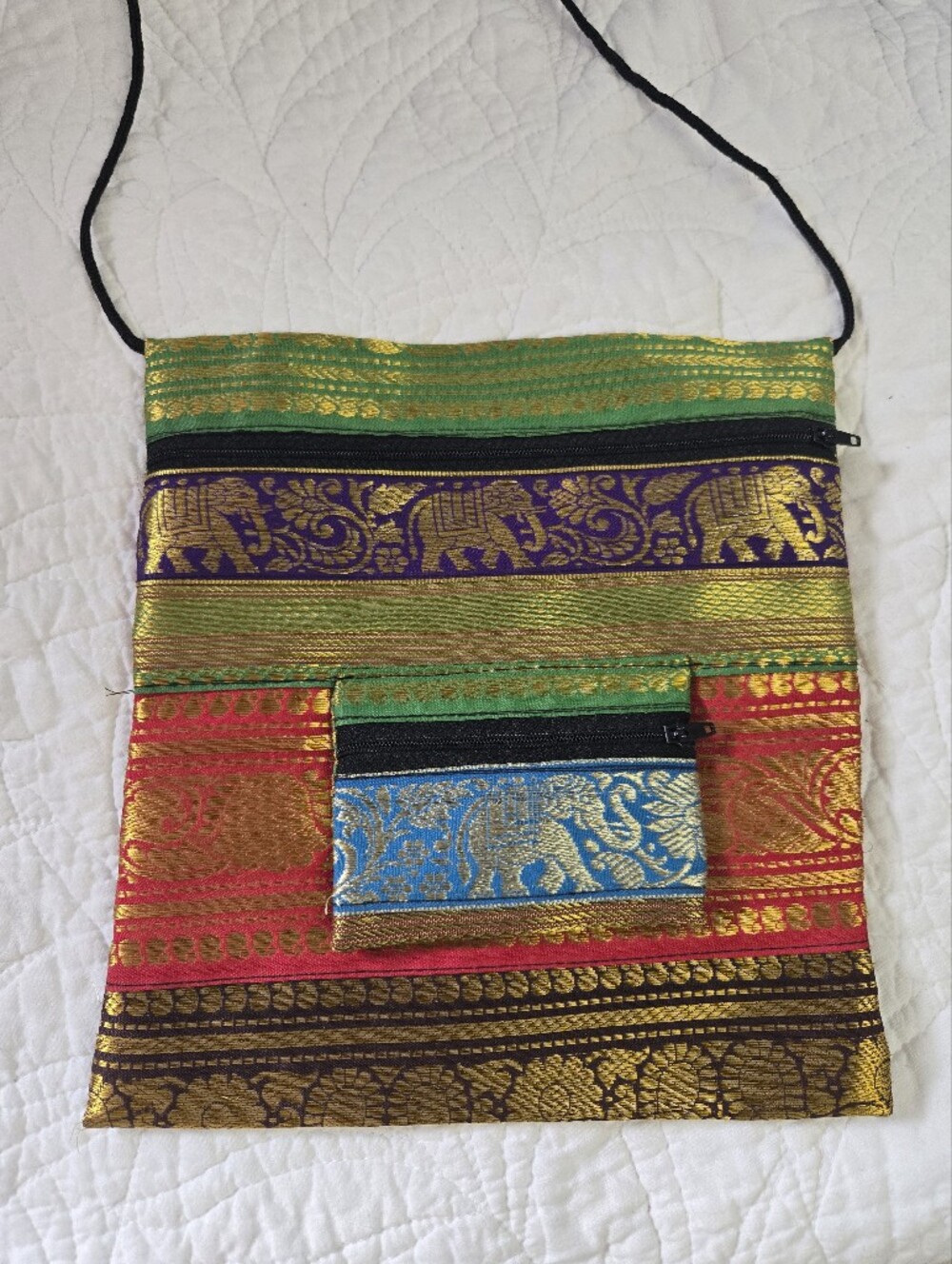 Indonesian Colorful Elephant-Pattern Women's Crossbody Bag - Multicolor